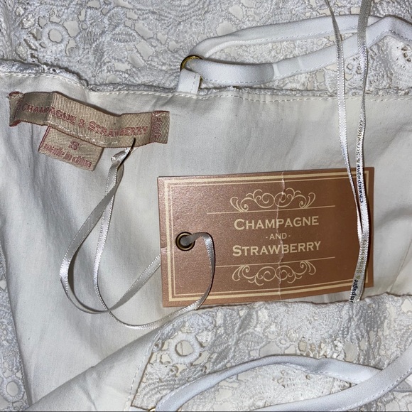 Champagne and Strawberry Crochet Lace Dress - Picture 7 of 9